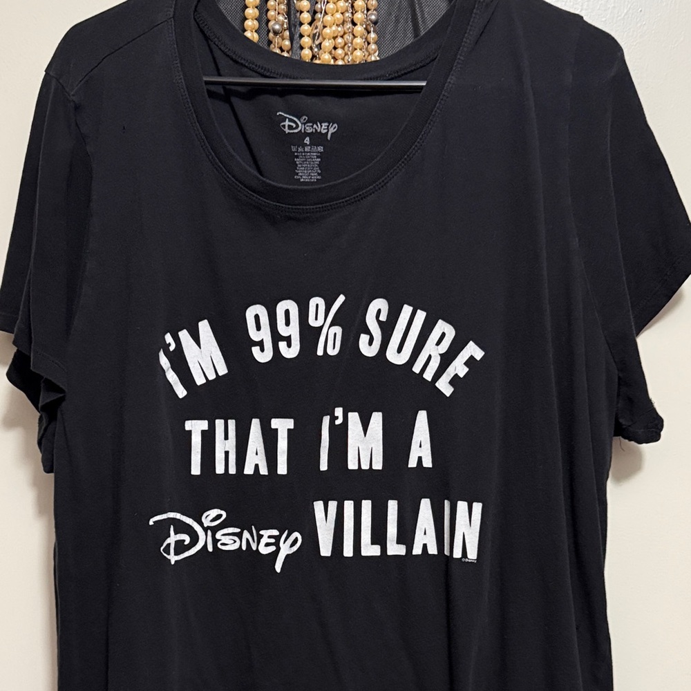 Disney Black T-Shirt with White Villain Text